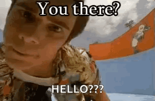 Man Asking Hello at Roller Coaster