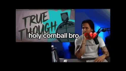 Man at Computer Saying Holy Cornball Bro
