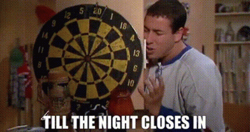 Man at Dart Board Till the Night Closes In
