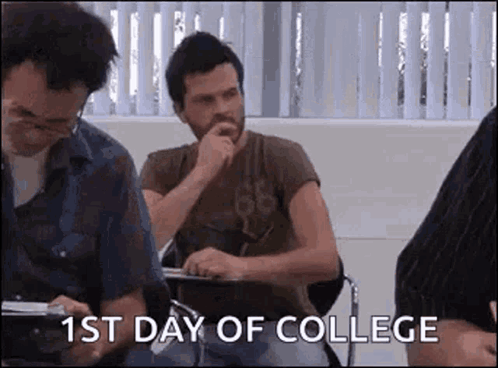 Man At Desk 1St Day Of College GIF
