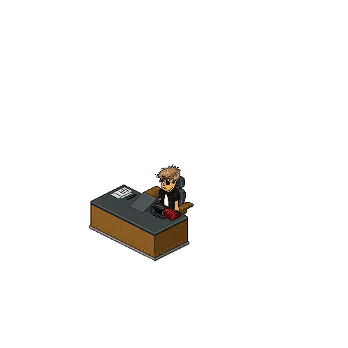 Man at Desk With Speech Bubble