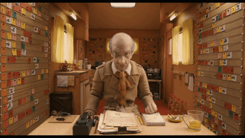 Man at Desk with Sticky Notes Saying A