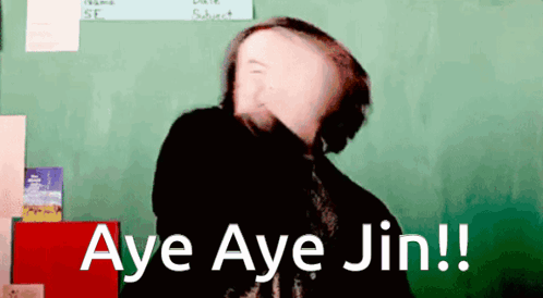 Man At Green Chalkboard Saying Aye Aye Jin GIF