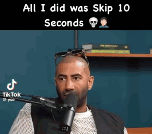 Man at Microphone Saying All I Did Was Skip 10 Seconds
