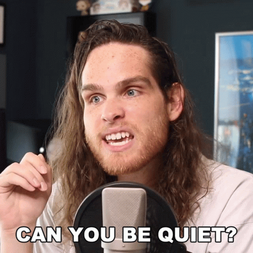 Man at Microphone Saying Can You Be Quiet