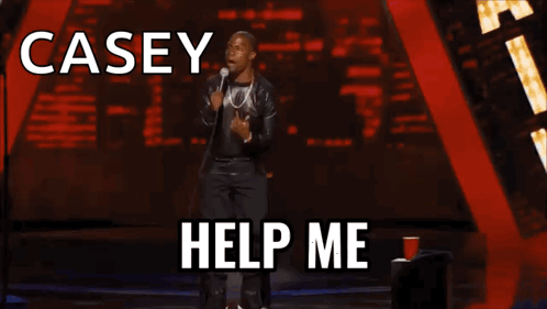 Man at Microphone Saying Casey Help Me