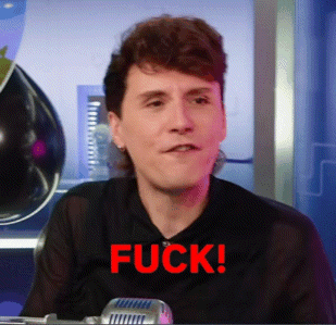 Man at Microphone Saying Fuck in Red