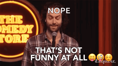 Man At Microphone Saying Nope That's Not Funny At All GIF