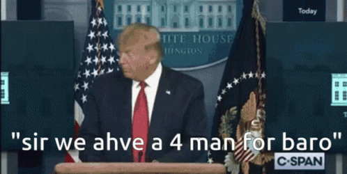 Man at Podium Saying Sir We Have a 4 Man for Baro