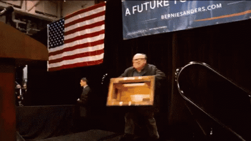 Man At Podium With Banner Saying A Future To GIF