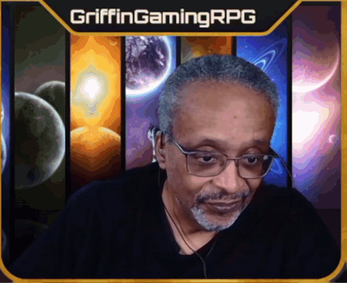 Man at Screen with Griffin Gaming RPG