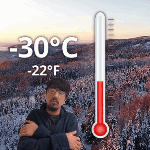 Man At Thermometer Saying 30 Degrees GIF