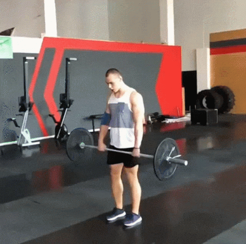 Man Back Flips While Holding Barbell Row GIF