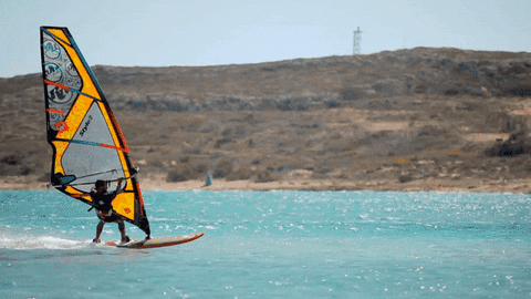 Man Balancing While Windsurfing GIF