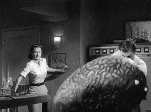 Man Beating Up Overthinking Brain Funny GIF