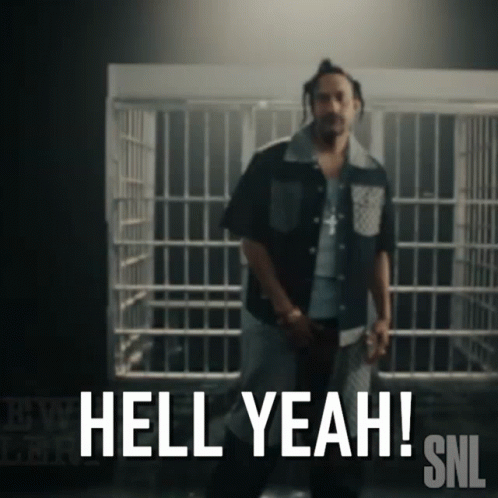 Man Before Jail Cell Saying Hell Yeah SNL