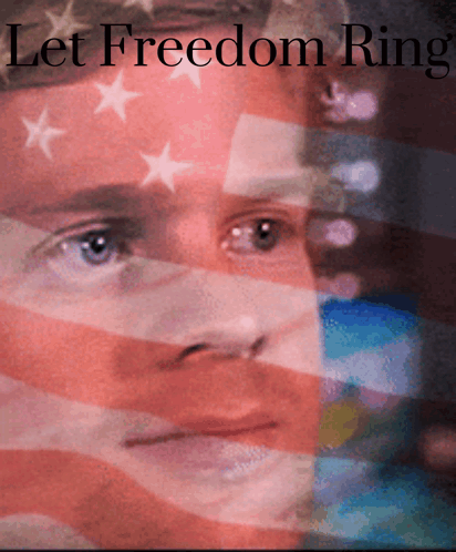 Man Behind American Flag Saying Let Freedom Ring GIF