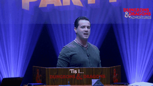 Man Behind Podium Saying Dungeons And Dragons GIF