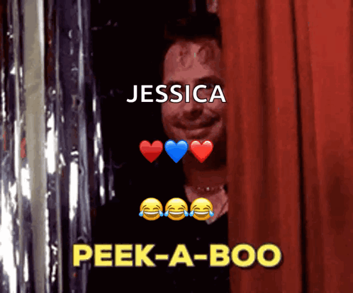 Man Behind Red Curtain Jessica Peek-a-Boo