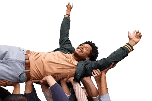 Man Being Lifted by Crowd