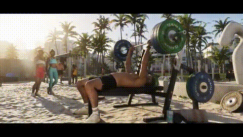 Man Bench Pressing on Beach