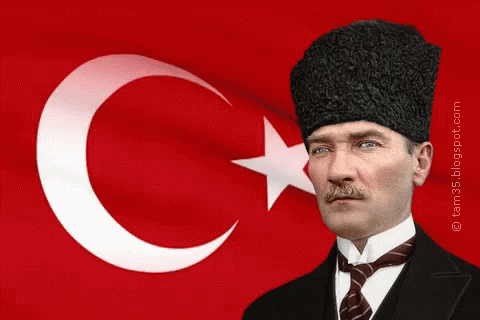 Man Black Hat and Tie with Turkey Flag