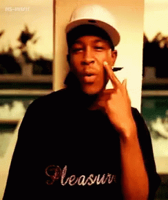 Man Black Shirt Pleasure Giving Middle Finger GIF