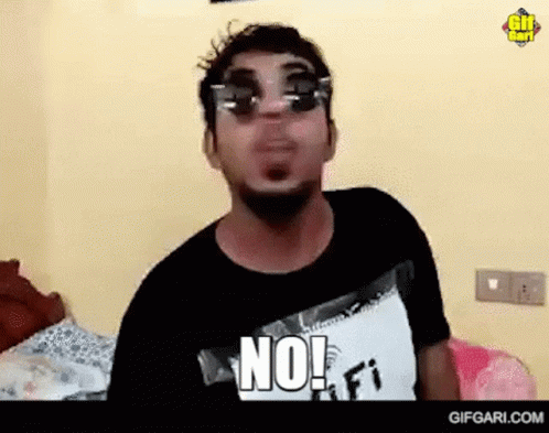 Man Black Shirt Sunglasses Funny Face Saying No