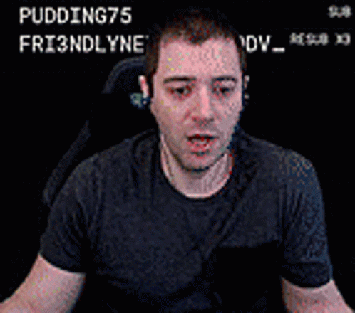 Man Black Shirt with Screen Text pudding75 fri3ndlynet