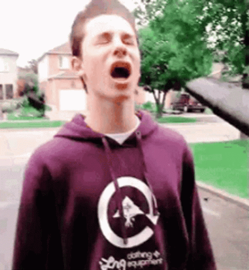 Man Blow His Face With Blower GIF