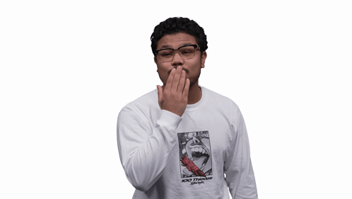 Man Blowing Kiss Wearing 100% Thinking Shirt