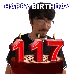 Man Blowing Out 117 Candles