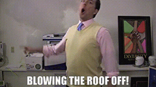 Man Blowing Roof Off In Front Of Diversity Poster GIF