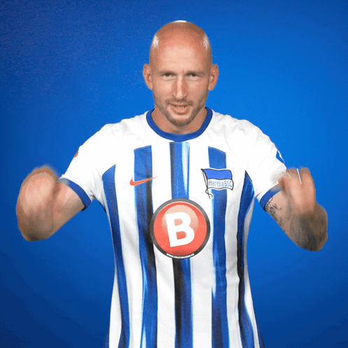 Man Blue and White Striped Shirt Letter B