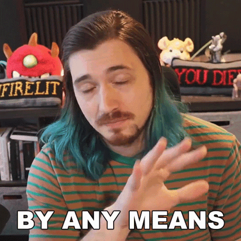 Man Blue Hair Beard Says By Any Means