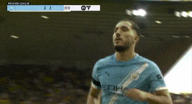Man Blue Shirt Running Premier League Man City Goal Scoreboard