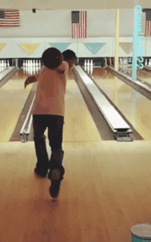 Man Bowling Alley Gutter Ball GIF