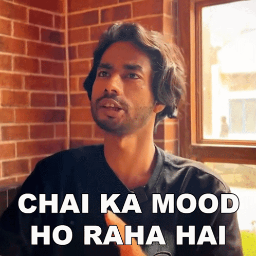 Man by Brick Wall Chai Ka Mood Ho Raha Hai