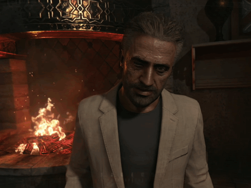 Man by Fireplace Says Remember We Are Ready