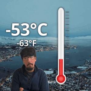 Man By Thermometer -53°C And 63°F GIF