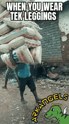 Man Carrying Large Stack Of Bags On Head GIF