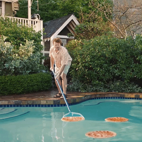 Man Catches Pizza In Pool GIF