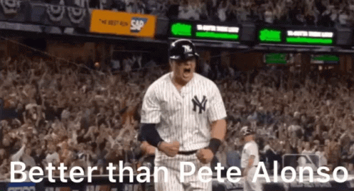 Man Celebrating In Yankees Uniform GIF