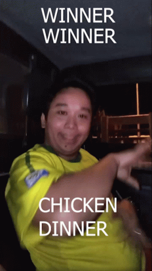 Man Celebrating Winner Winner Chicken Dinner GIF