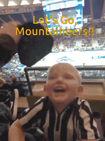Man Cheering For Mountaineers With His Son GIF