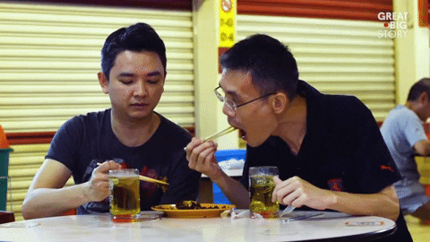 Man Chow Food Using Chopstick GIF