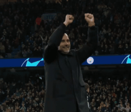 Man City Coach Pep Guardiola Cheering GIF