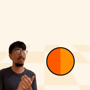 Man Clapping in Front of Fireball Sign