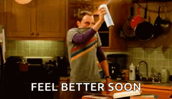 Man Cleaning Kitchen Counter Saying Feel Better Soon GIF