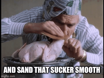 Man Cooking Chicken With Words And Sand That Sucker Smooth GIF